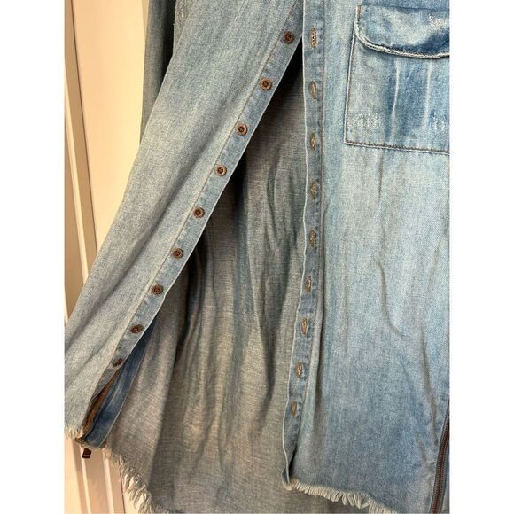 One teaspoon distressed denim chambray blue oversized button up shirt tunic s - Picture 3 of 12